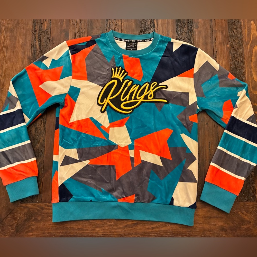 Switch Kings Velour Suede Sweatshirt Mens Medium Streetwear Colorful Unique Rare
